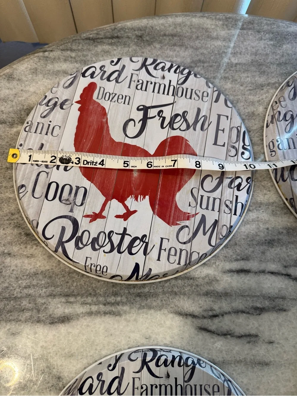Farmhouse Rooster Wall Plaque - Red